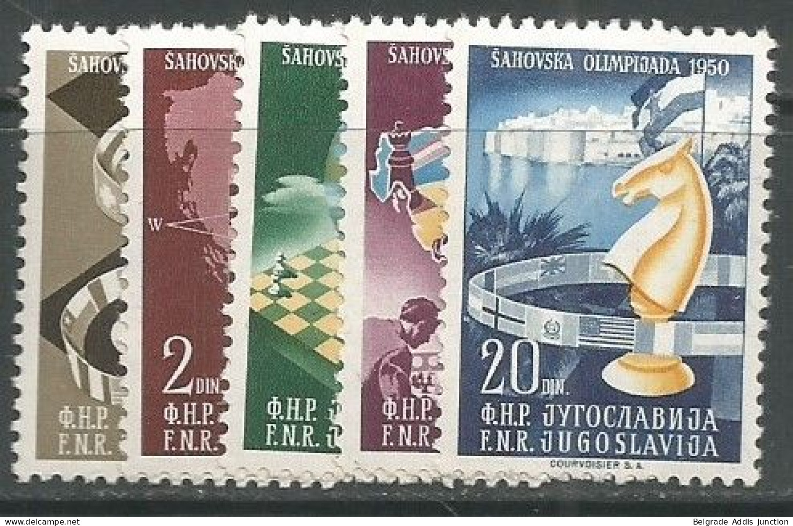 Yugoslavia Jugoslawien Mi.616/20 Complete Set Mint MH / * 1950 Michel CV: 55,00€ Chess - Neufs