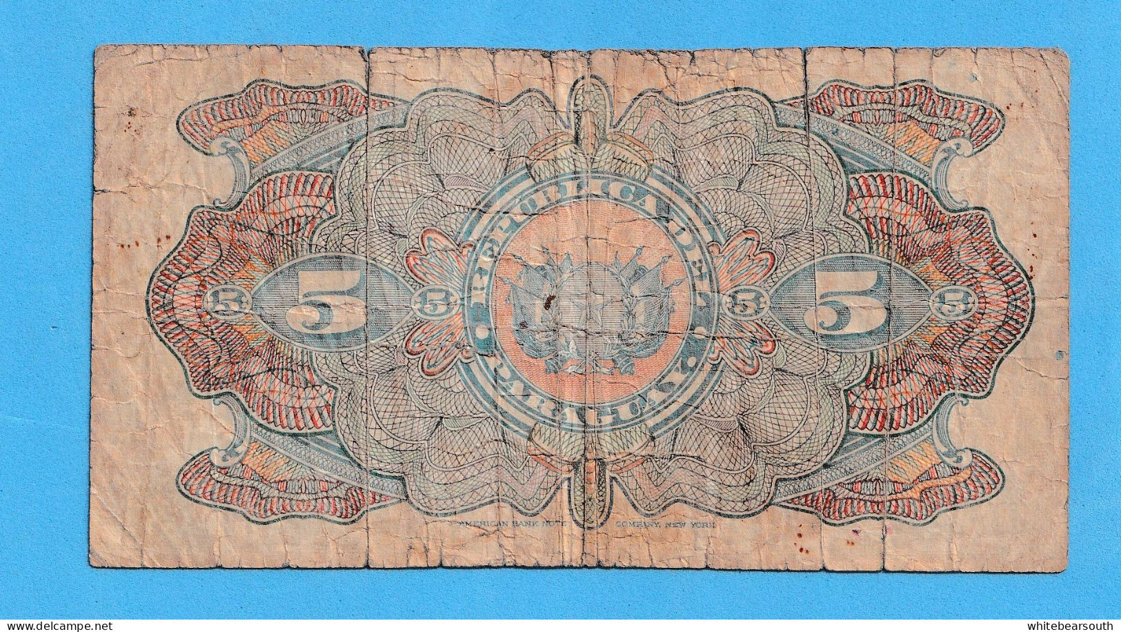 1923 Paraguay 5 Pesos Fuertes - PARAGUAY BANKNOTE BILLETE CIRCULATED SOUTH AMERICA - Other - America