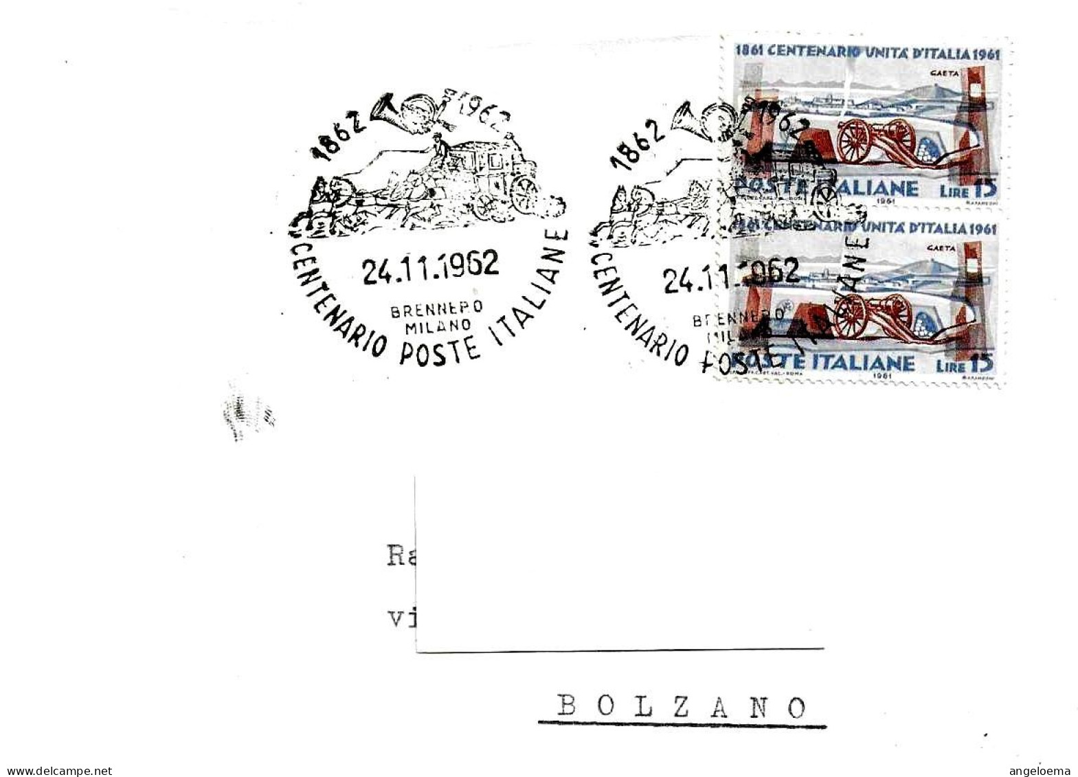 ITALIA ITALY - 1962 4^ Giornata Del Francobollo - Cent. Poste Italiane BRENNERO-MILANO Su Busta Viaggiata - 3109 - Kutschen