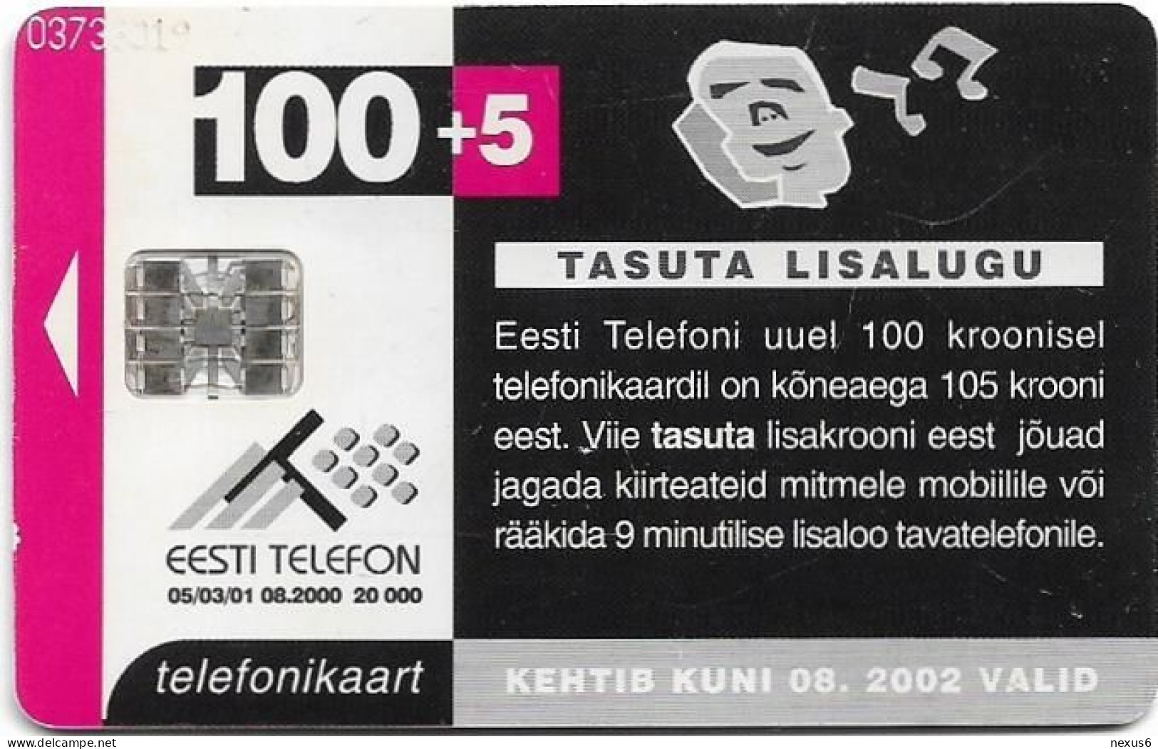 Estonia - Eesti Telefon - 100 + 5, 08.2000, 100Kr, 20.000ex, Used - Estonie