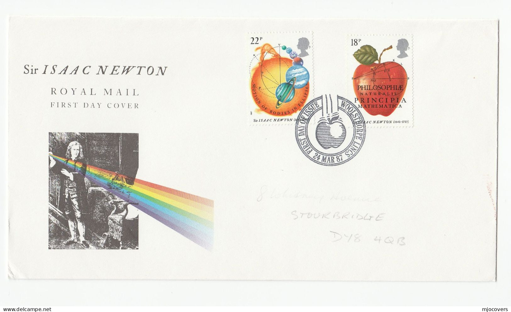 PHYSICS - ISSAC NEWTON APPLE 3 Diff Special Pmk FDCs GB Stamps Physics Fruit Cover Fdc - Fysica