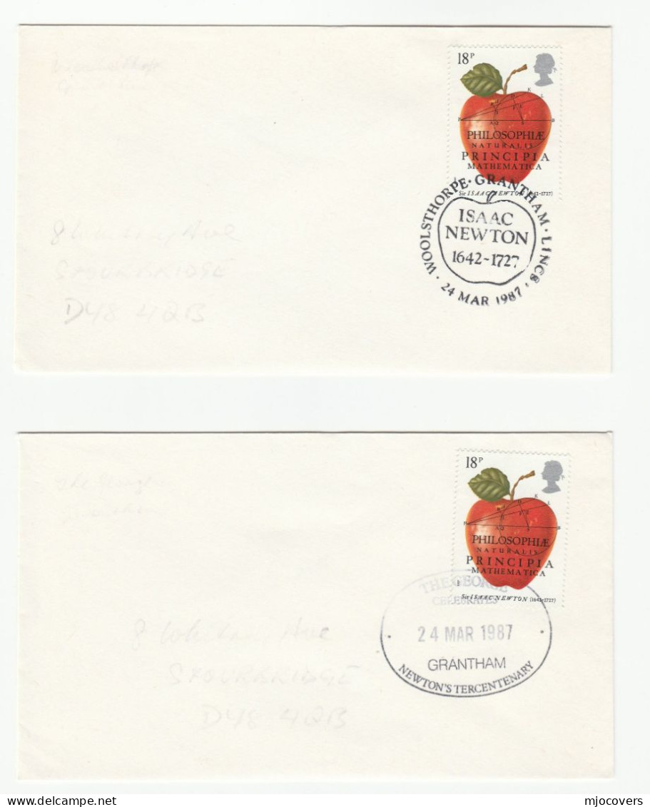 PHYSICS - ISSAC NEWTON APPLE 3 Diff Special Pmk FDCs GB Stamps Physics Fruit Cover Fdc - Fysica