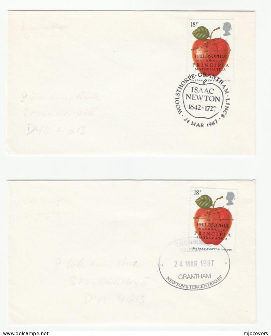 PHYSICS - ISSAC NEWTON APPLE 3 Diff Special Pmk FDCs GB Stamps Physics Fruit Cover Fdc - Fisica