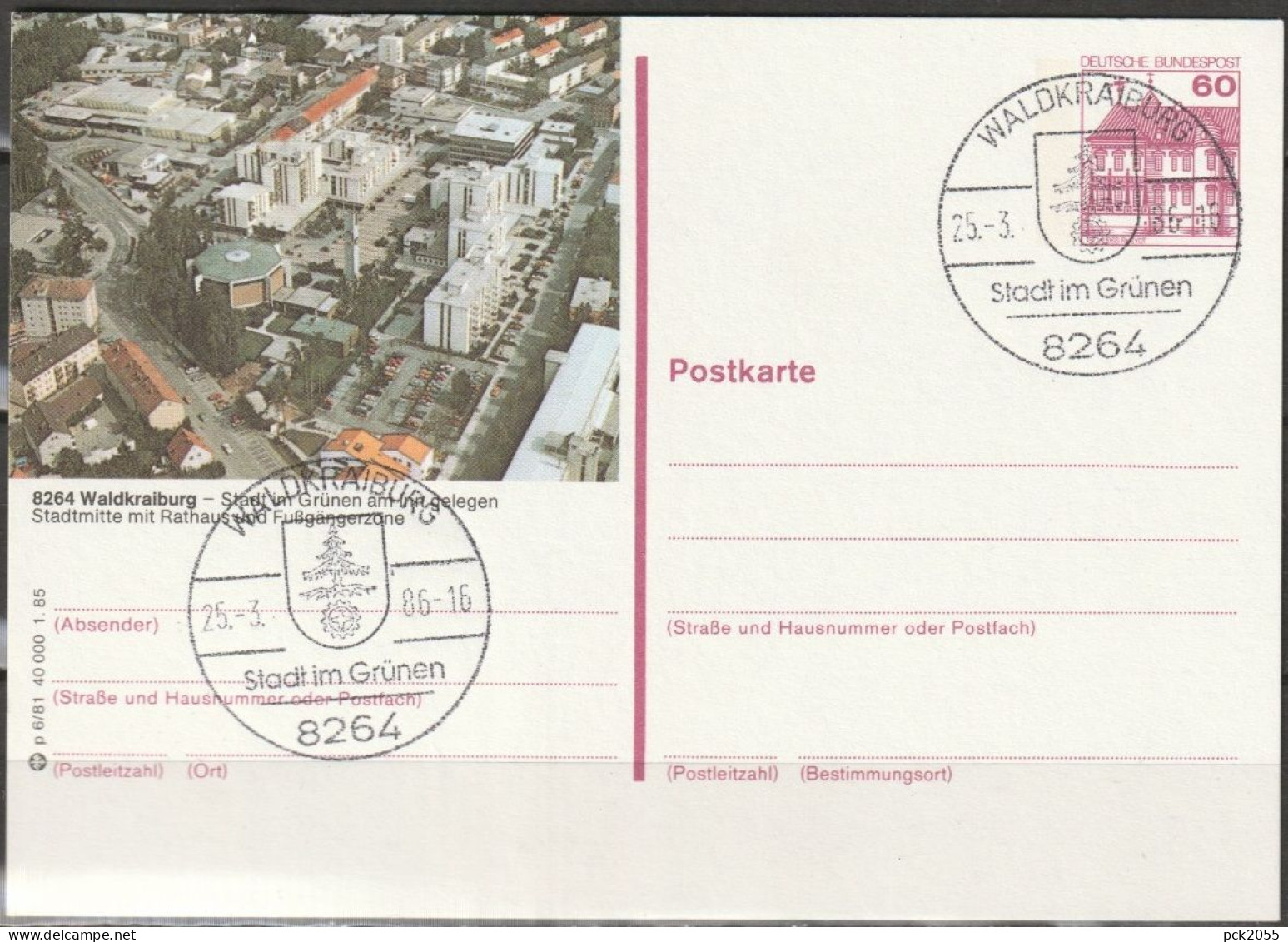 BRD Ganzsache 1985 Mi-Nr. P 138 P6/81 Gebraucht Waldkraiburg, Stadtmitte Mit Rathaus ( PK 519 ) Günstige Versandlosten - Postkarten - Gebraucht