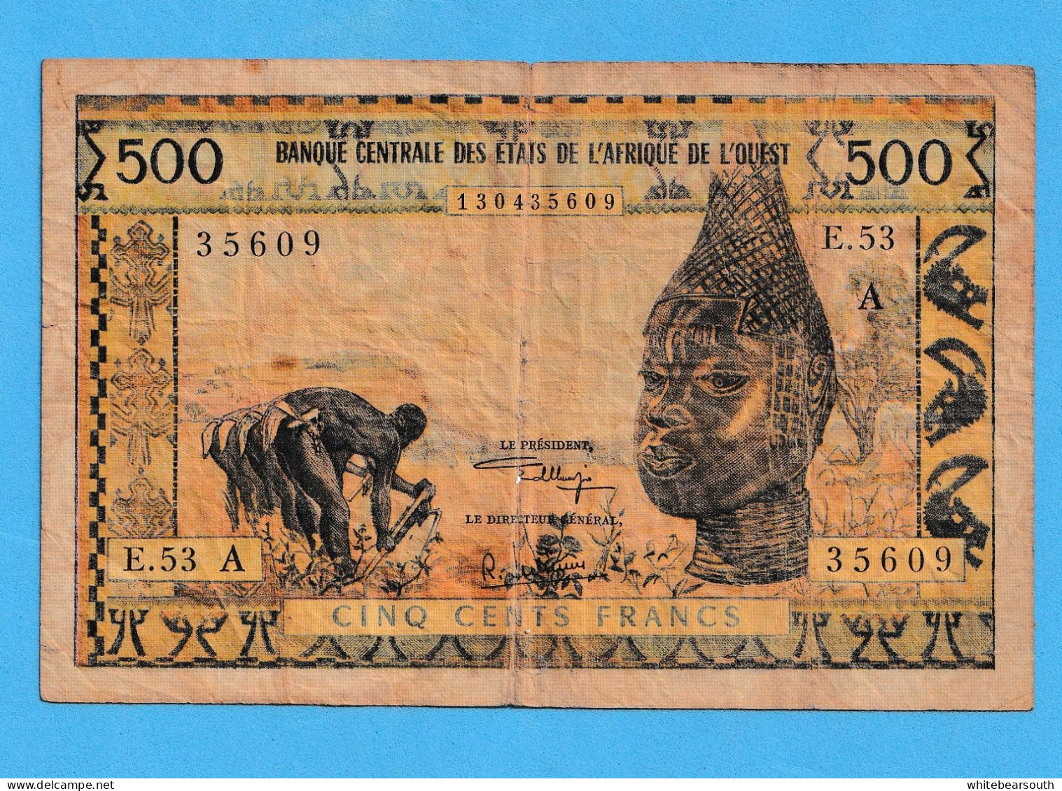 1959 SENEGAL WEST AFRICAN STATES SENEGAL 500 FRANCS CIRCULATED BILLRTE BANKNOTE  RARE - Autres - Amérique
