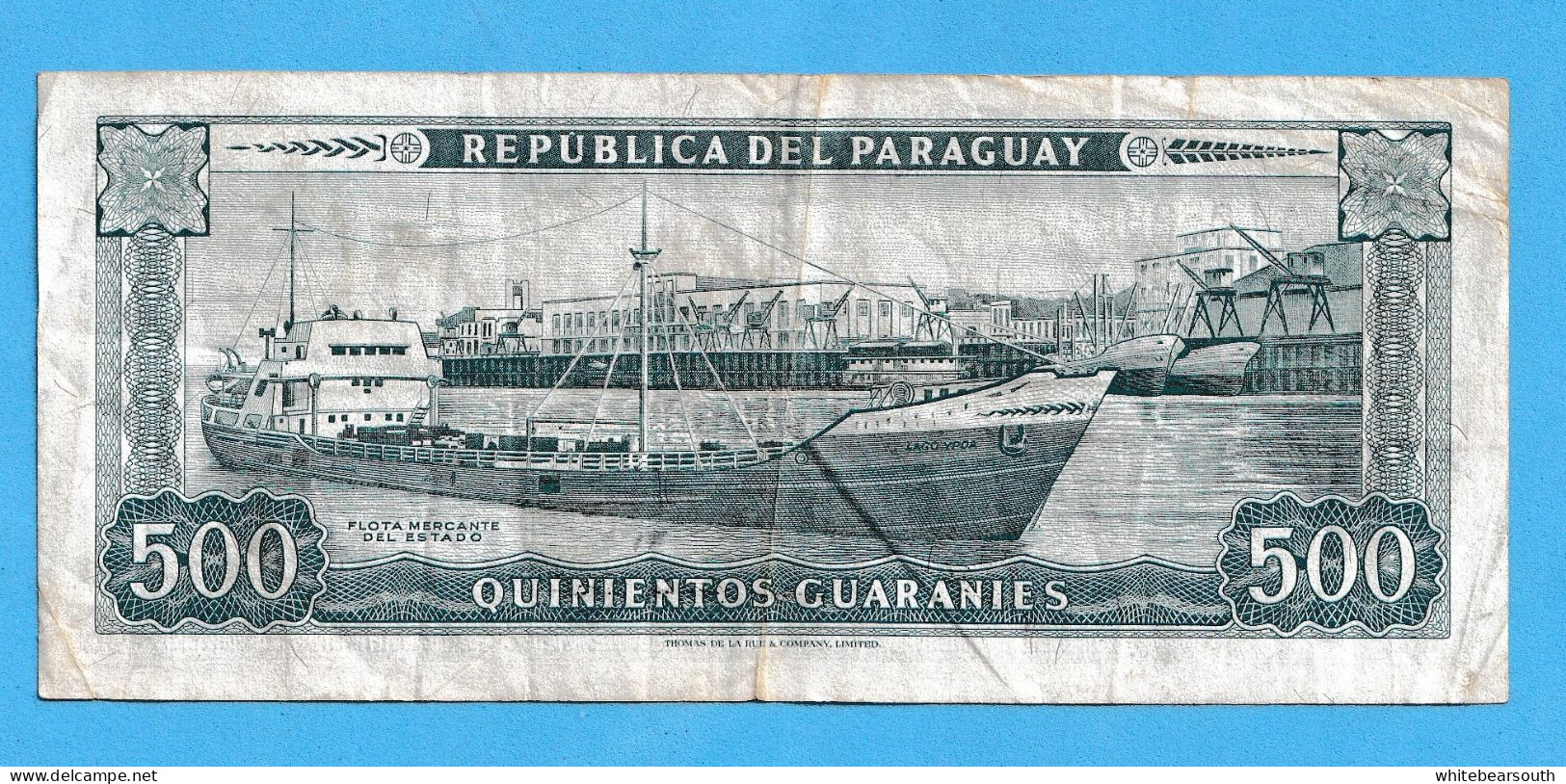1952 CENTRAL BANK PARAGUAY 500 GUARANIES BERNARDINO CABALLERO CIRCULATED VF BANKNOTE BILLETE PAPER MONEY - Sonstige – Amerika