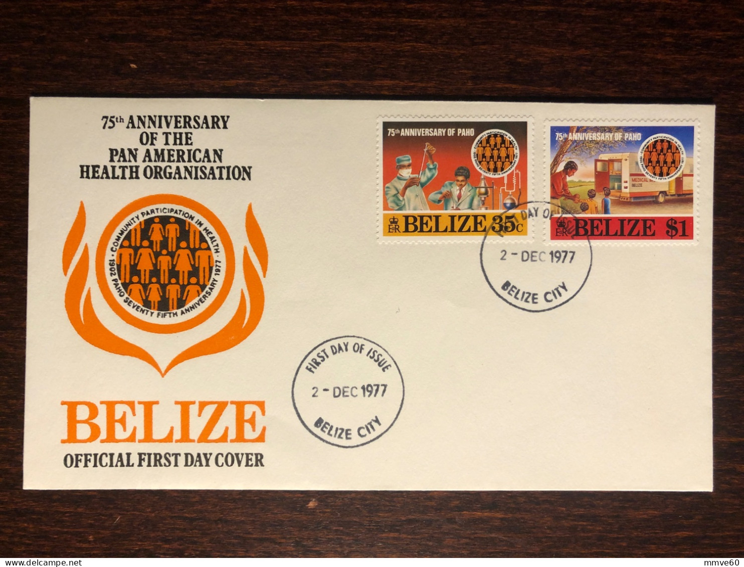 BELIZE FDC COVER 1977 YEAR WHO PAHO VACCINATION BLOOD HEALTH MEDICINE STAMPS - Belize (1973-...)