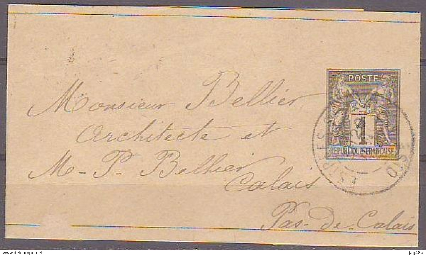 FRANCE. 1894/Estrees, PS Wrapper/to Calais. - Newspaper Bands