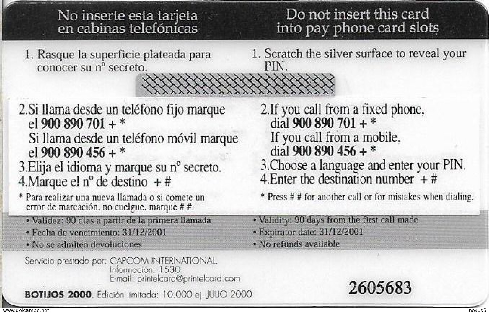 Spain - PrintelCard - Botijos, 07.2000, Remote Mem. 2.000PTA, 10.000ex, Mint - Otros & Sin Clasificación