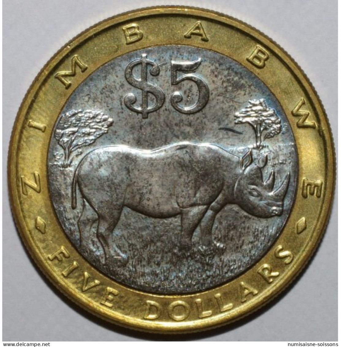 ZIMBABWE - KM 13 - 5 DOLLARS 2001 - RHINOCEROS - SPL - Zimbabwe
