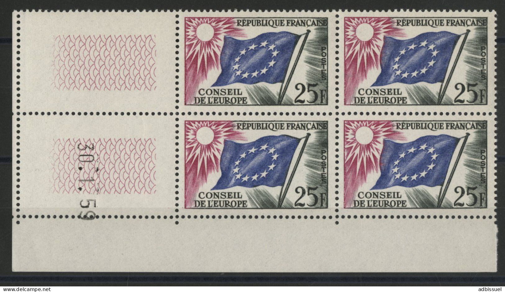 SERVICE N° 19 25 Fr Neuf Sans Charnière ** (MNH) Avec Coin Daté Du 30/1/59. TB - Dienstzegels