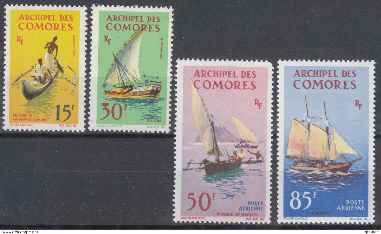 French Comores, Comoro Islands 1964 Sailing Boats Mi#61-64 Mint Never Hinged (sans Charnieres) - Unused Stamps