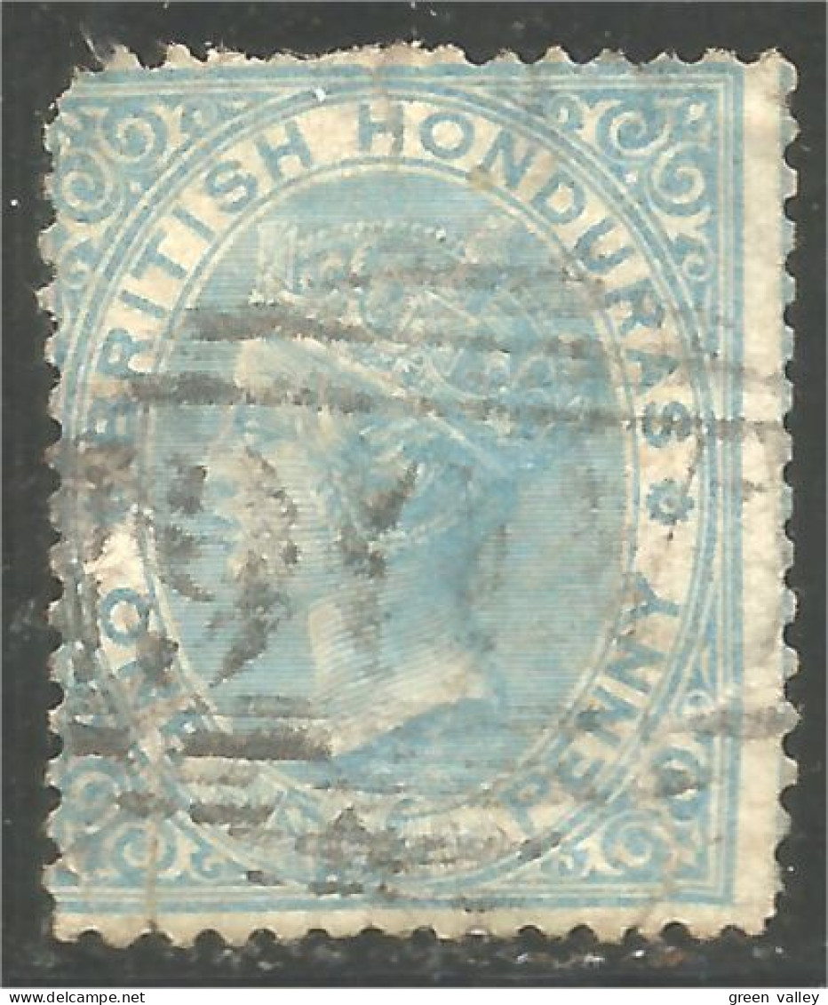 220 British Honduras 1877 Queen Victoria 1p Blue Perf 14 (BRH-43) - Honduras Britannique (...-1970)