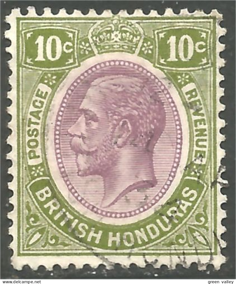 220 British Honduras King George V 1922 10c Vert Green (BRH-42) - Britisch-Honduras (...-1970)