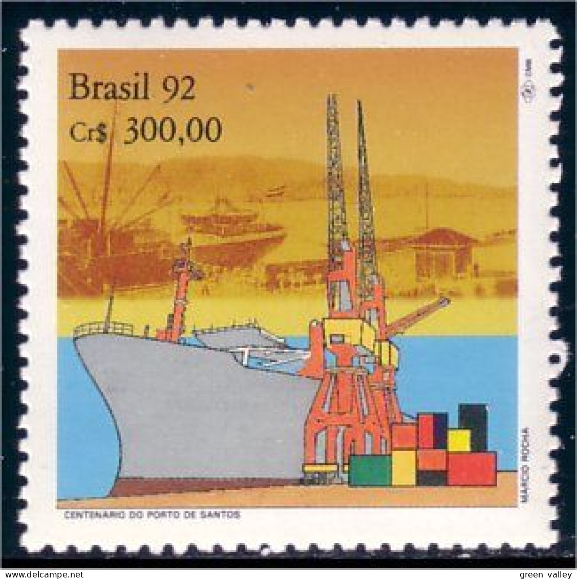 212 Brazil Boat Docks Bateaux Ship Port Santos MNH ** Neuf SC (BRE-63) - Schiffe