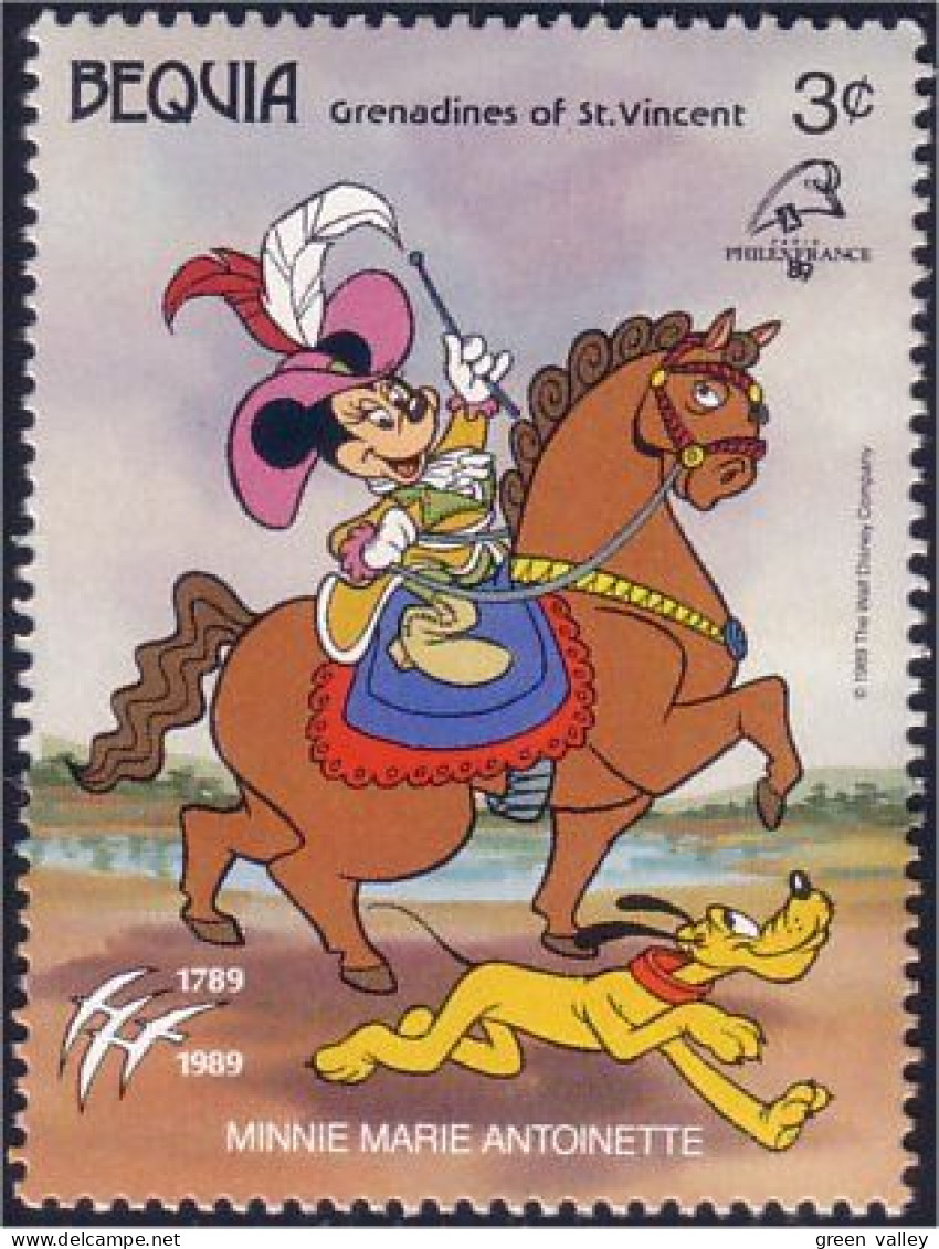 205 St Vincent Bequia Disney Revolution Francaise Philexfrance Cheval Horse MNH ** Neuf SC (BEQ-3a) - St.Vincent (1979-...)