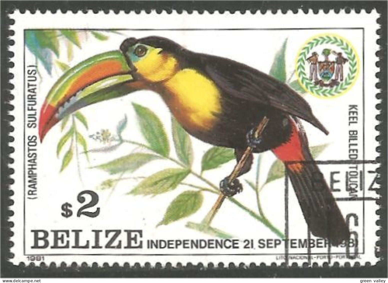 204 Belize Oiseau Bird Vogel Uccello Keel Billed Toucan (BLZ-53e) - Papagayos