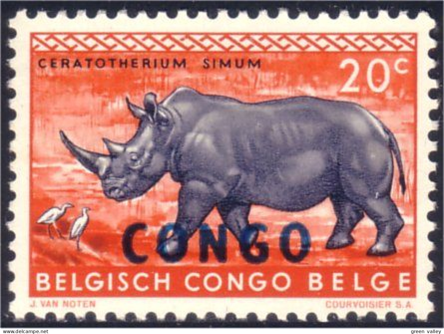 200 Congo Rhinoceros MNH ** Neuf SC (BLC-10) - Rhinocéros