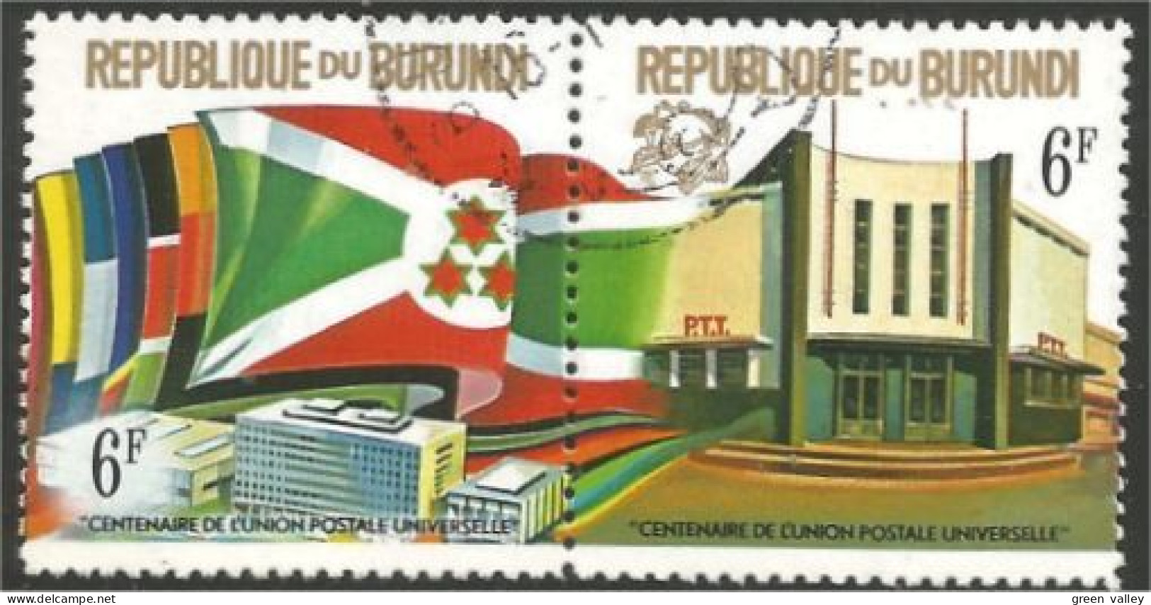 233 Burundi UPU 6F Drapeau Flag Headquarters Siège Berne Se-tenant (BUR-274) - U.P.U.