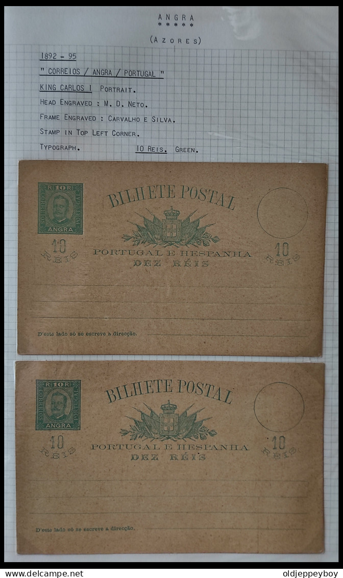 PORTUGAL AZORES AÇORES ANGRA 1892 -1895 KING CARLOS I  10 Rs GREEN MNH** BILHETE POSTAL   LETTER CARD INC PAGE - Angra
