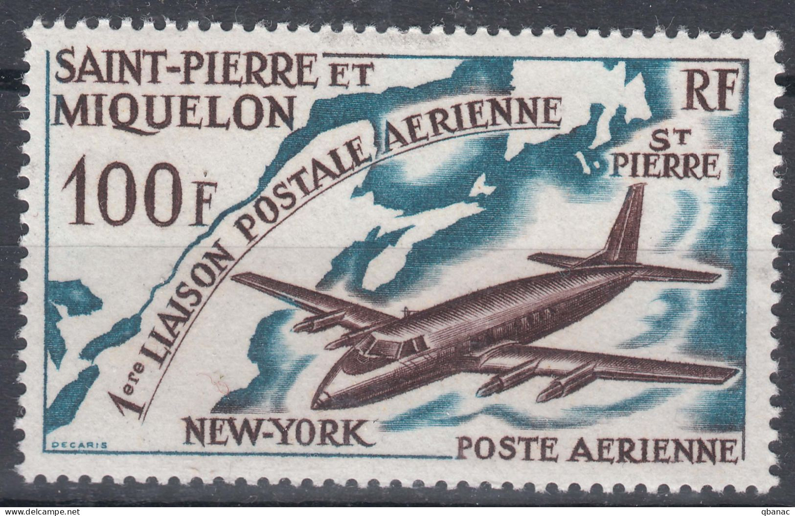 St. Pierre & Miquelon 1964 Airmail Poste Aerienne Mi#407 Mint Never Hinged (sans Charnieres) - Unused Stamps