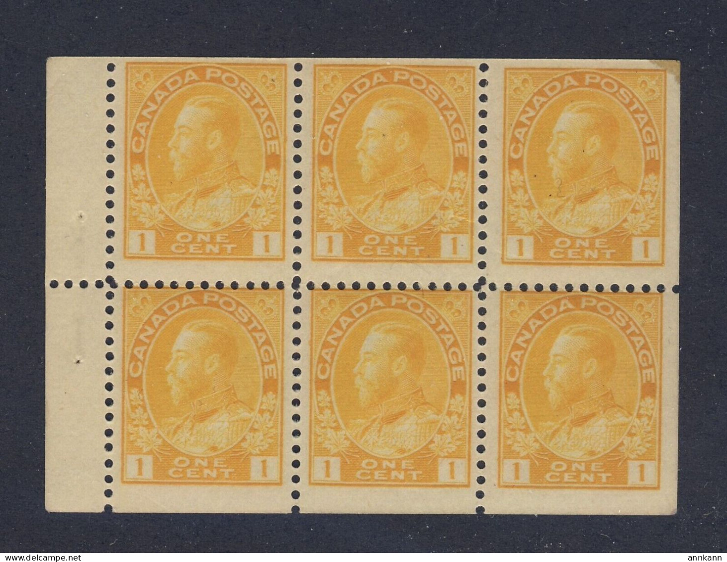 6x Canada WW1 Admiral Stamps; #105b -1c BP Of 6 MNH F+ GV= $120.00 (SC16) - Booklets Pages