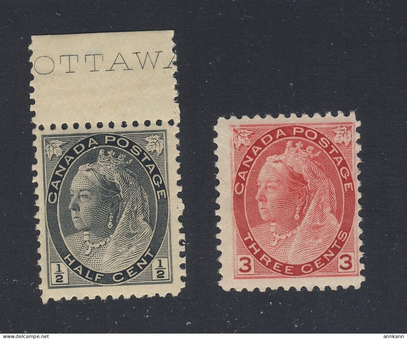 2x Canada Victoria Numeral MNH Stamps; #74-1/2c F/VF #78-3c Fine. GV = $100.00+ - Nuovi