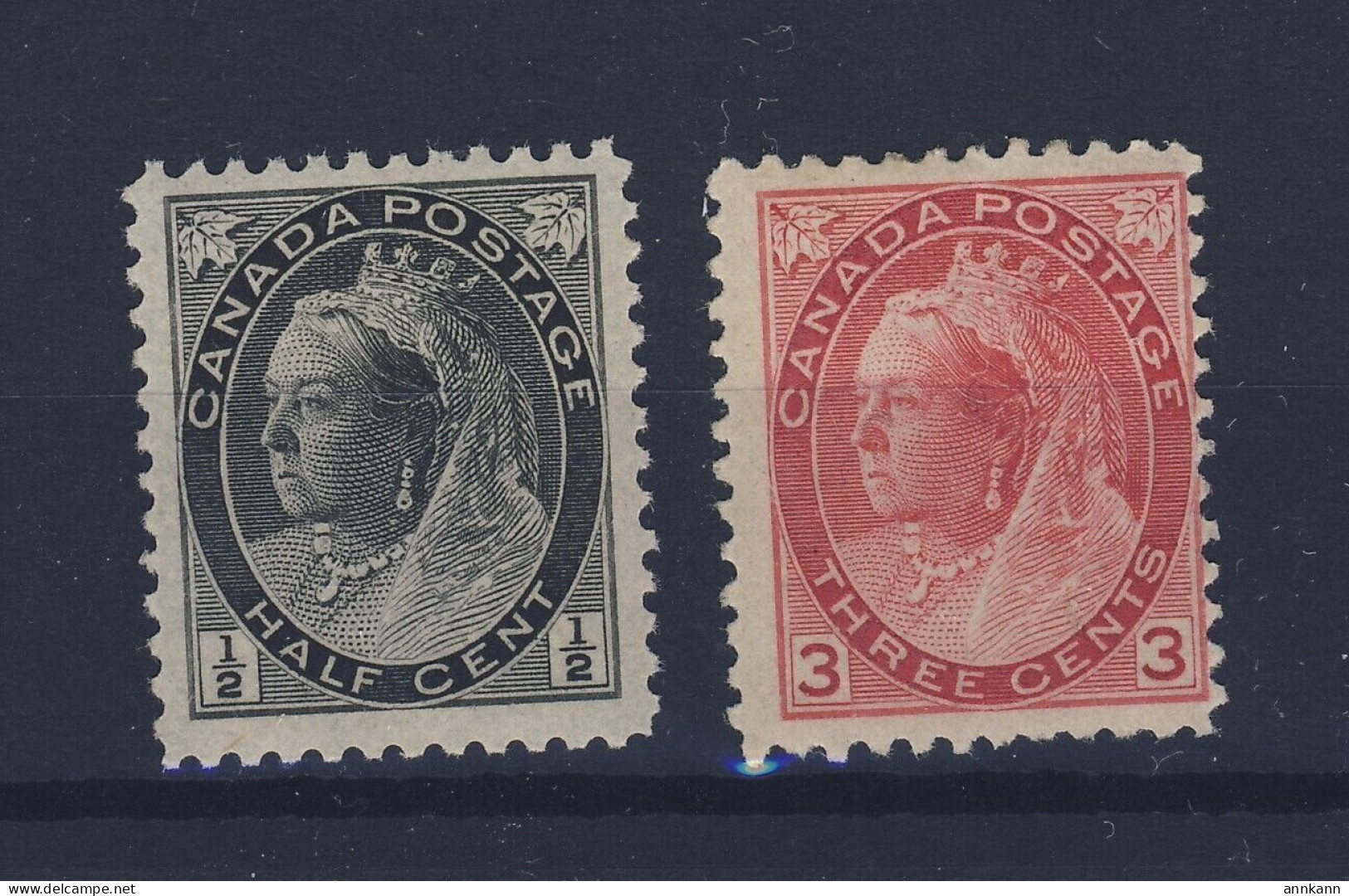 2x Canada Victoria Numeral Stamps; #74-1/2c MNH F/VF #78-3c MH F GV = $65.00 - Nuevos