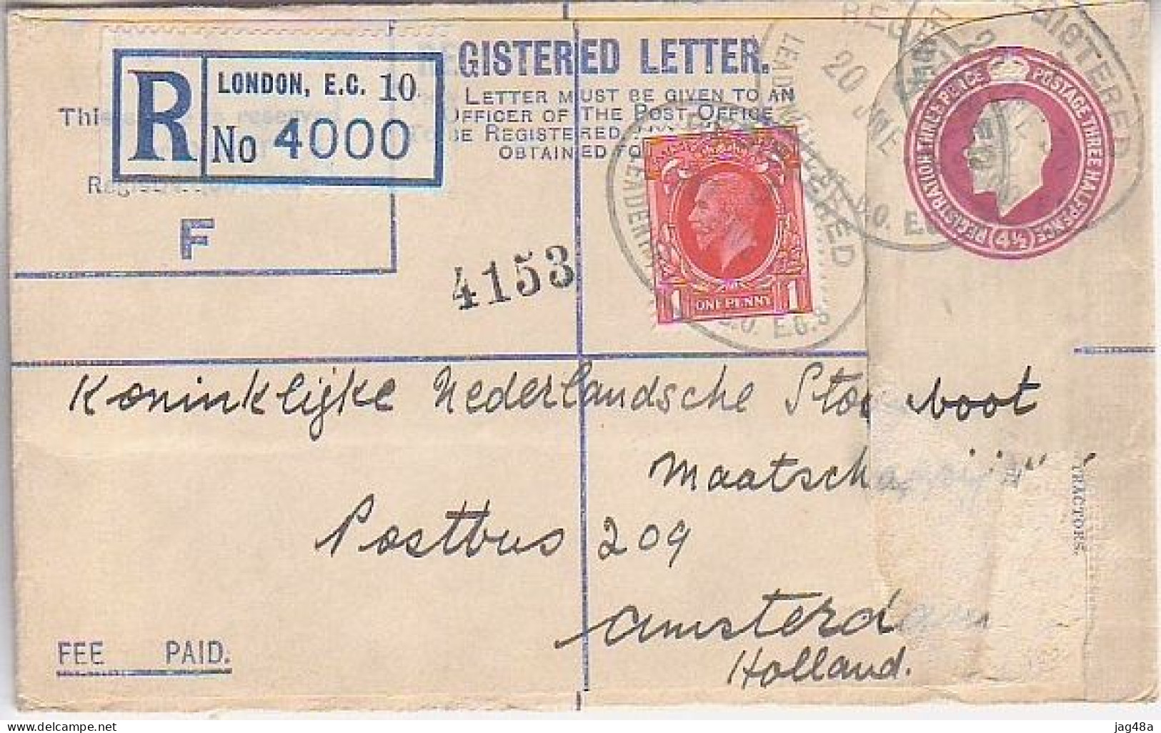UNITED KINGDOM.  1936/London, Uprated PS Envelope/registered. - Covers & Documents