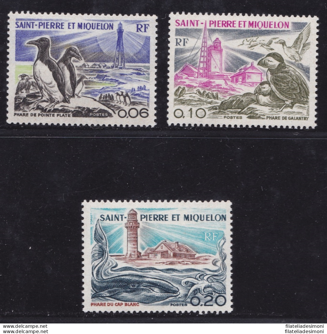 1975 ST. PIERRE ET MIQUELON - Uccelli E Fari ,n° 445-447  MNH/** - Autres & Non Classés