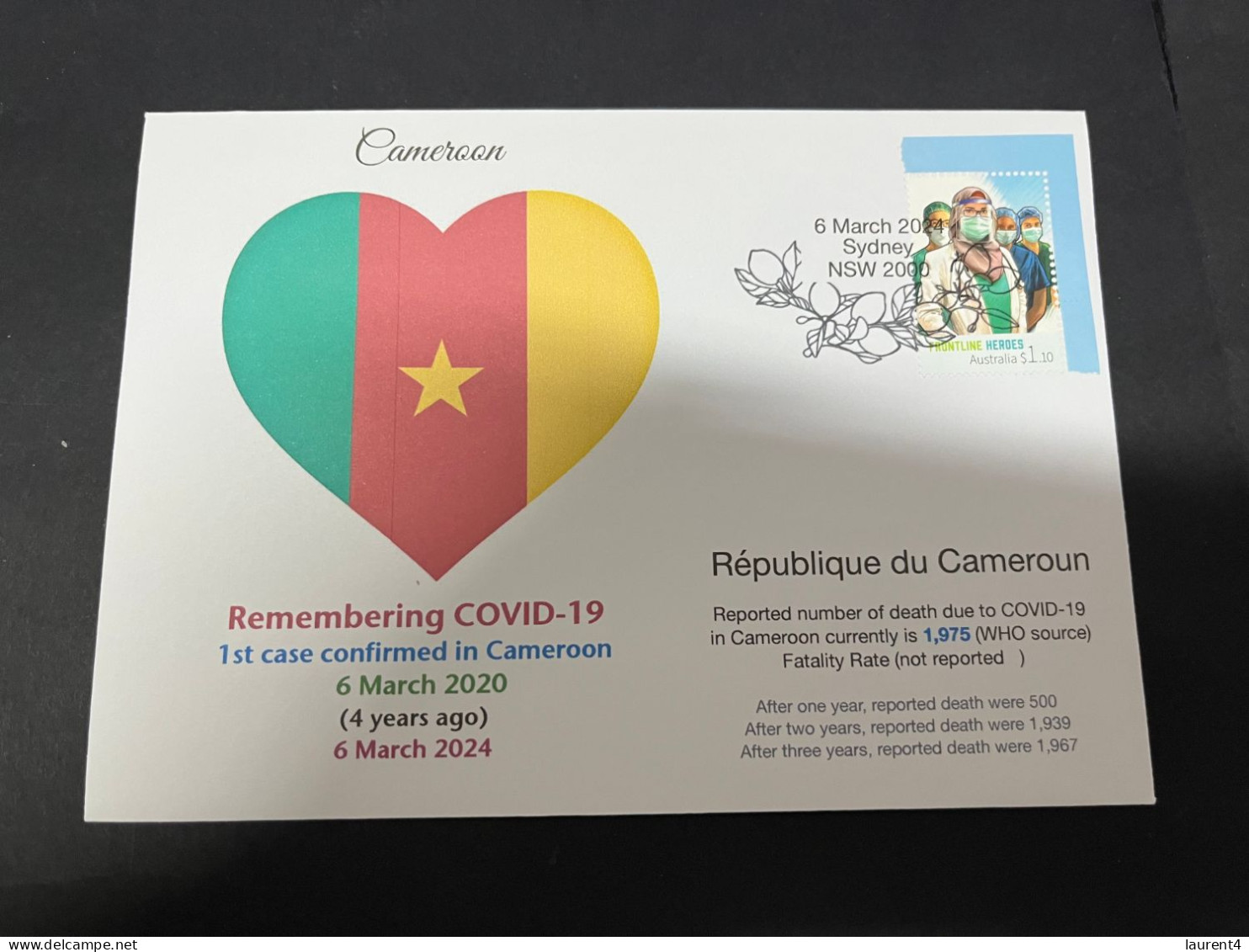 6-3-2024 (2 Y 12) COVID-19 4th Anniversary - Cameroon - 6 March 2024 (with OZ COVID-19 Doctors Stamp) - Malattie