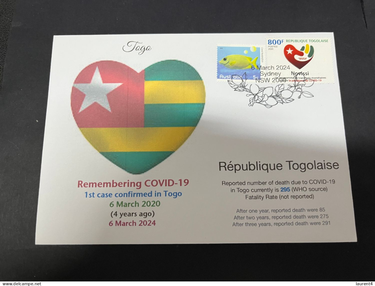 6-3-2024 (2 Y 12) COVID-19 4th Anniversary - Togo - 6 March 2024 (with Togo COVID-19 Stamp) - Malattie