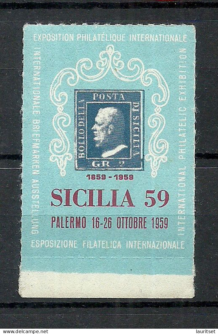 ITALY Italia 1959 Exhibition Philatelique Int. Sicilia Palermo Vignette Reklamemarke Advertising Poster Stamp MNH - Expositions Philatéliques