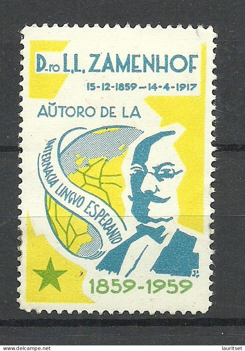 1959 Dr. Zamenhof ESPERANTO Vignette Poster Stamp MNH - Esperanto