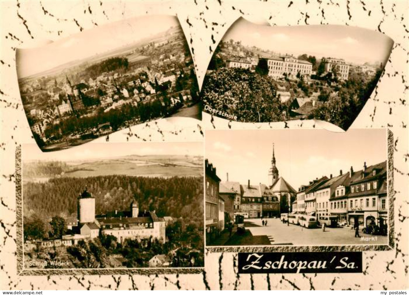 73962532 Zschopau Panorama Oberschule Schloss Wildeck Markt - Zschopau