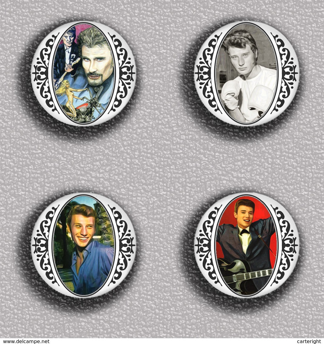 Johnny Hallyday Music Fan ART BADGE BUTTON PIN SET 14 (1inch/25mm Diameter) 35 DIFF - Musique