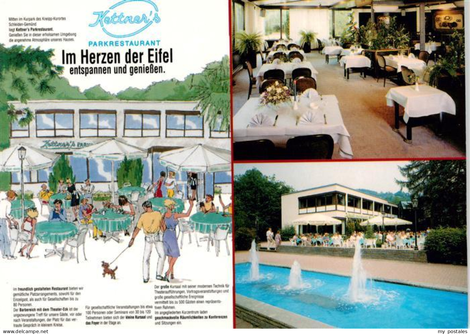 73881370 Schleiden Eifel Kettners Parkrestaurant Gastraum Terrasse Brunnen Schle - Schleiden