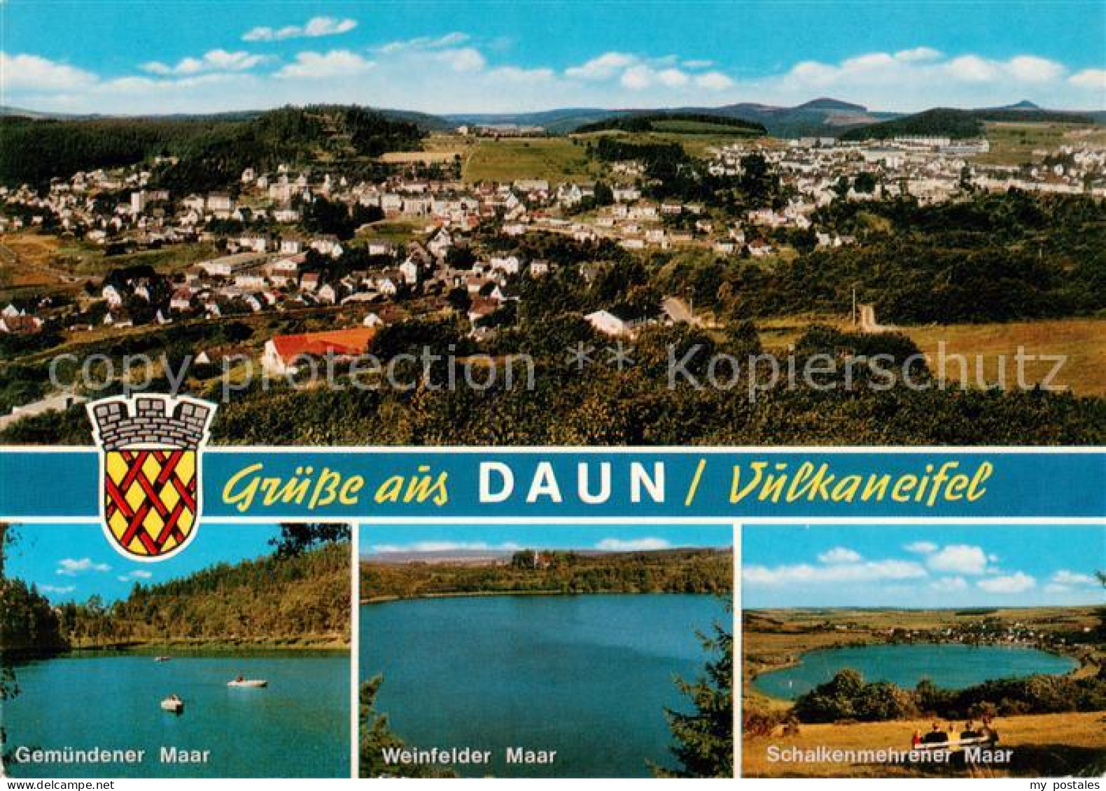 73813905 Daun Eifel Fliegeraufnahme Gemuendener Maar Weinfelder Maar Schalkenmeh - Daun