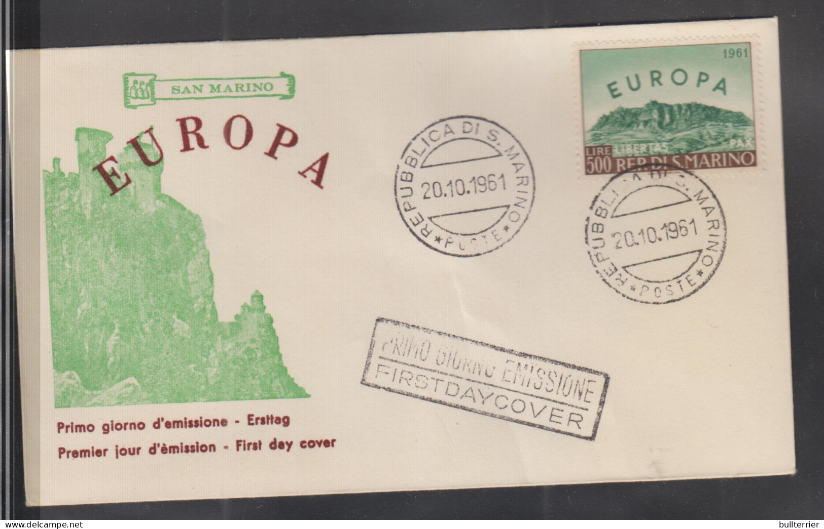 SAN MARINO - 1961 - EUROPA ON ILLUSTRATED FDC  - Unused Stamps