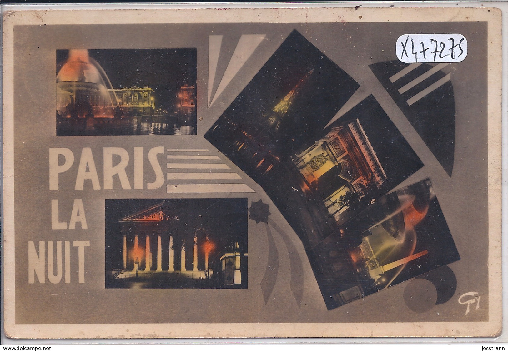 PARIS LA NUIT- CARTE MULTI-VUES- 1945- 1 F DULAC SEUL SUR CPA - Paris Bei Nacht