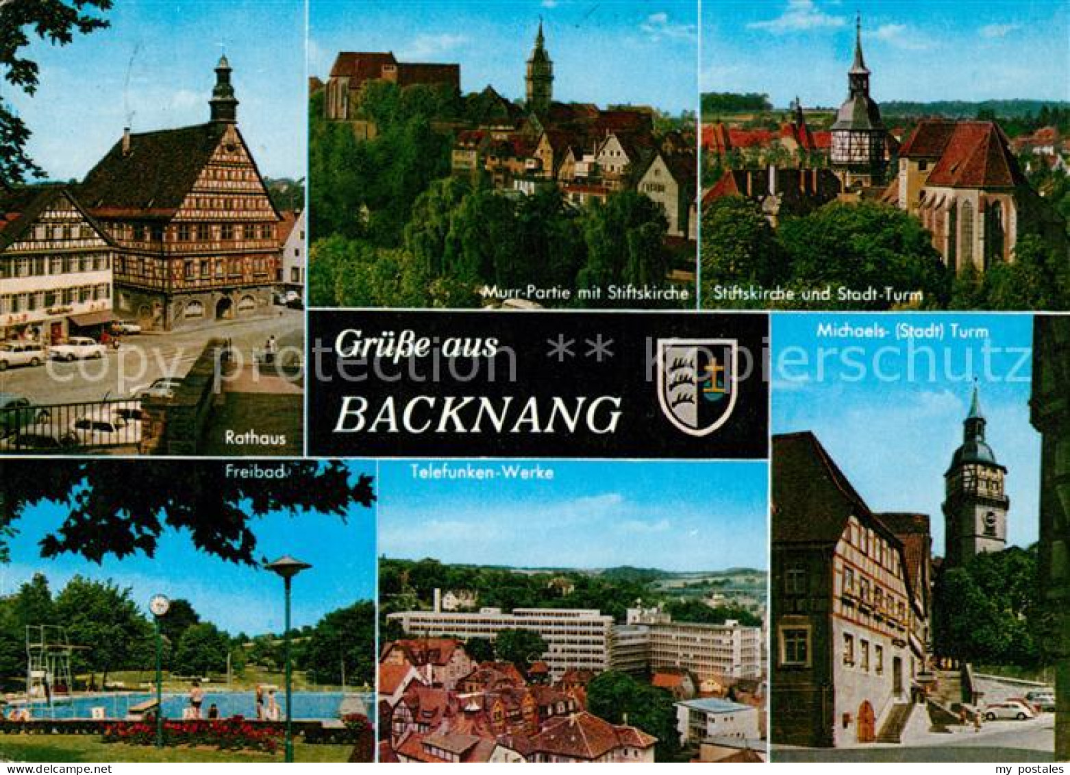 73197780 Backnang Stiftskirche Rathaus Michaelsturm Backnang - Backnang