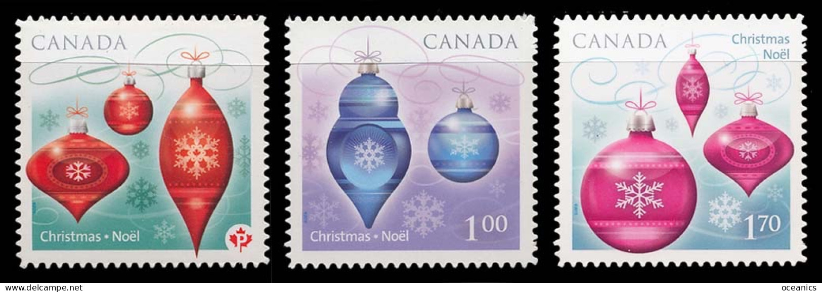 Canada (Scott No.2413-15 - Noel 2010 / Decorations / Christmas 2010 ) [**] (P) Autocollant / Self Adhesive - Nuevos