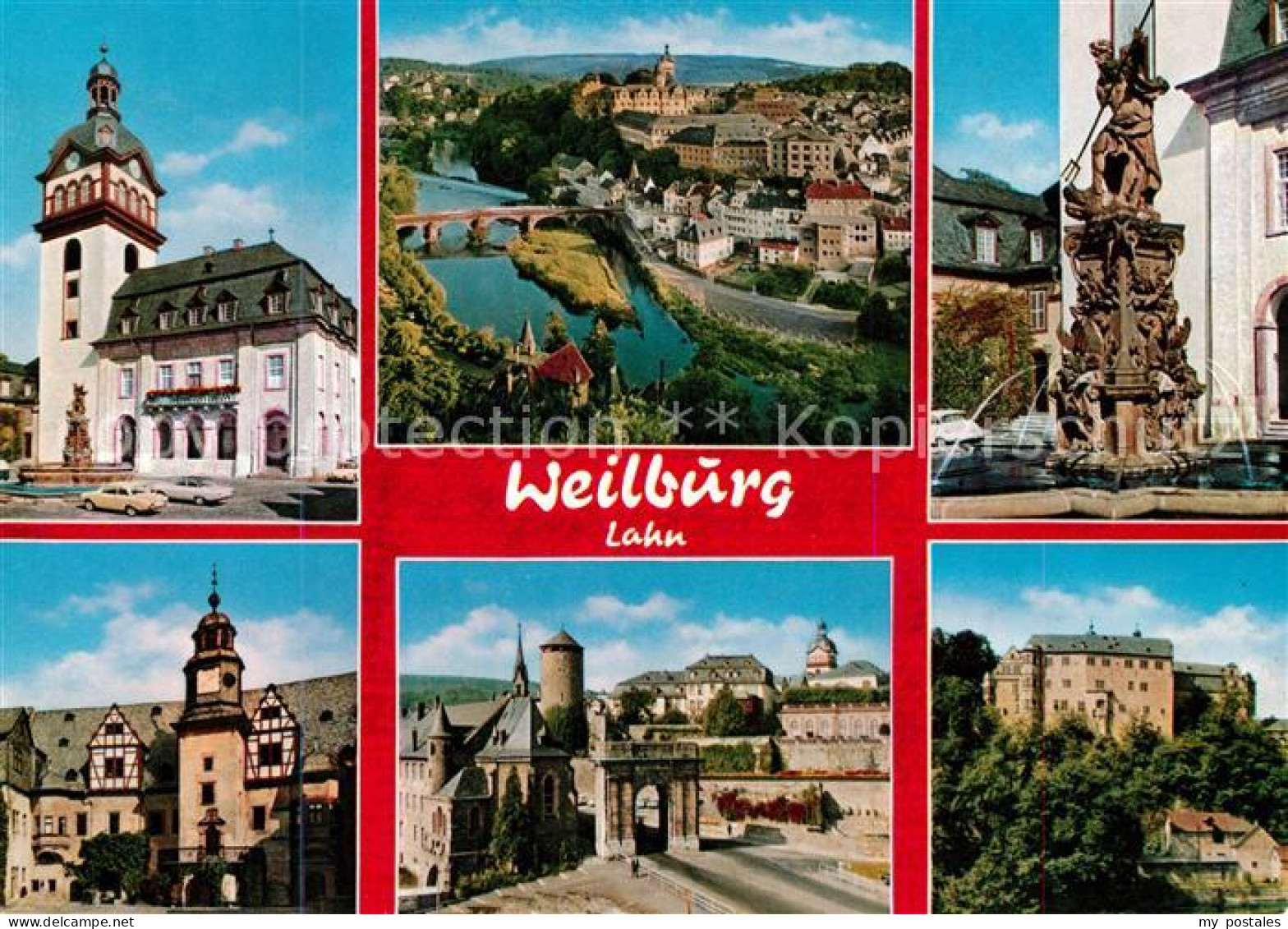 73195204 Weilburg Rathaus Fliegeraufnahme Brunen Rathaus Schloss Weilburg - Weilburg