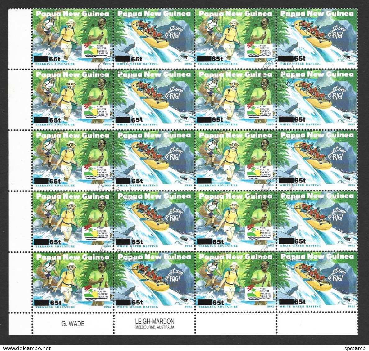 Papua New Guinea PNG 1995 Tourism 65T Variety Missing Value In Imprint Block 20 FU , Compliance Cancels - Papua New Guinea