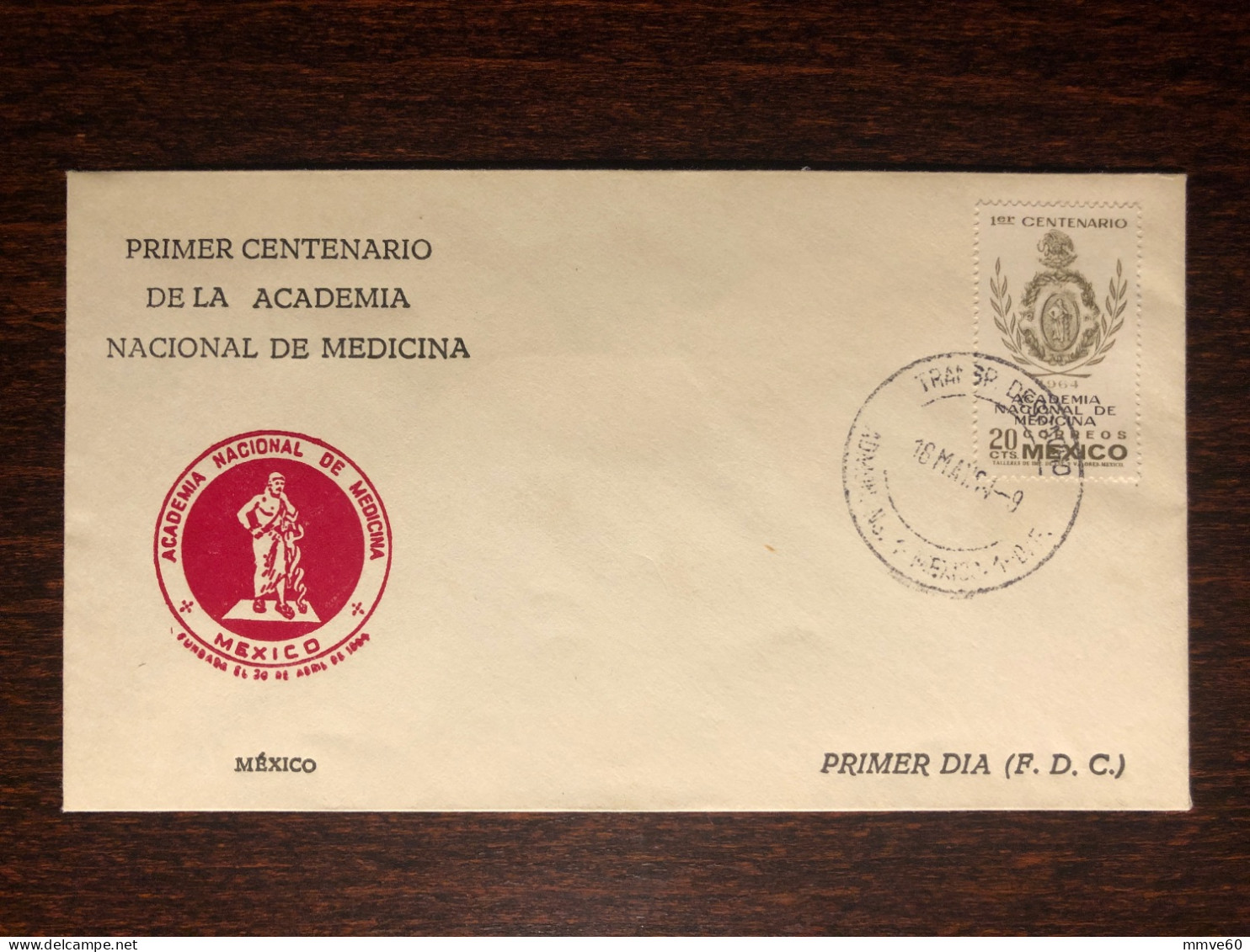 MEXICO FDC COVER 1964 YEAR MEDICAL ACADEMY HEALTH MEDICINE STAMPS - Mexico