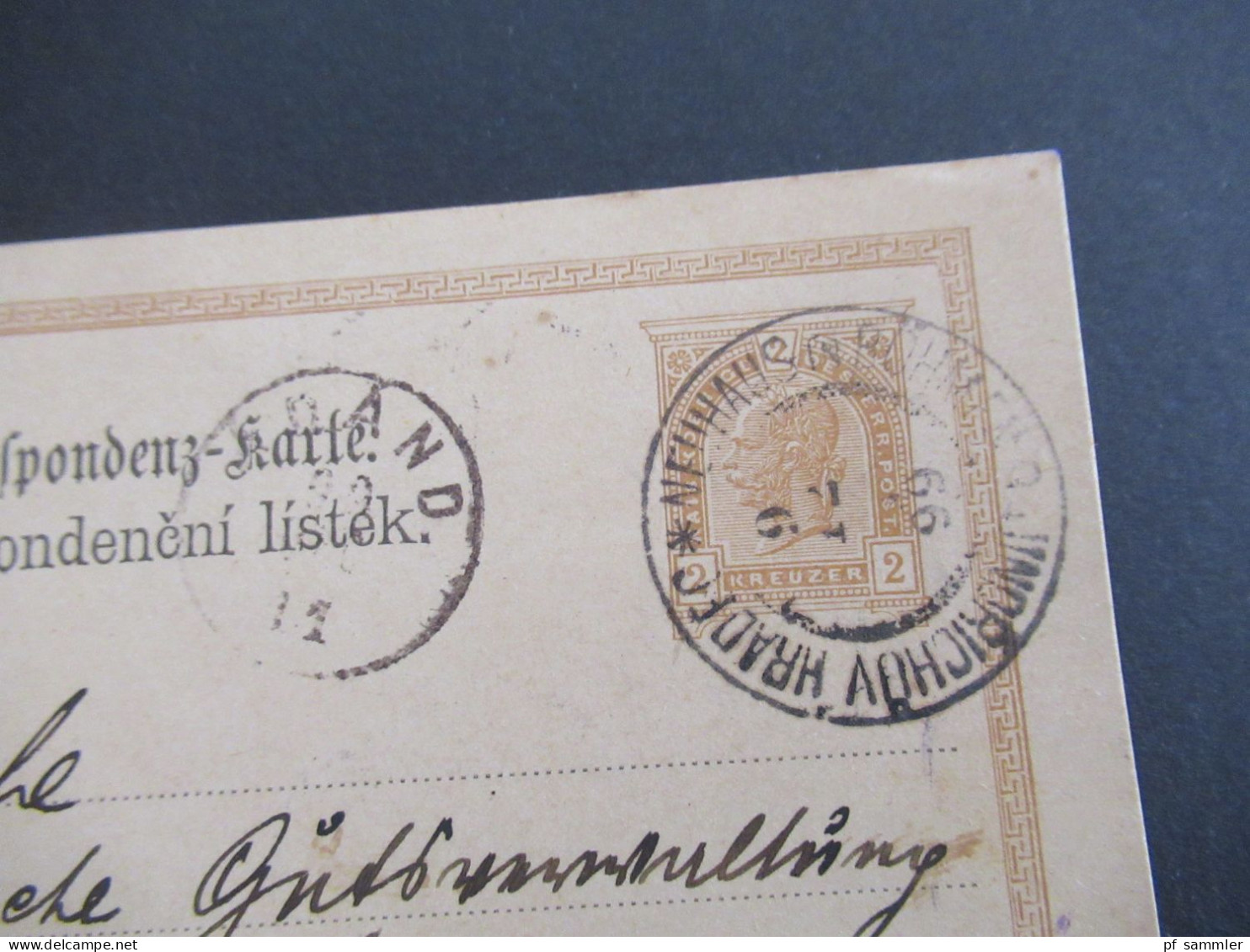 1899 Österreich / Tschechien Ganzsache Stempel K2 Neuhaus In Böhmen Jindrichov Hradec Abs. Stempel Brüder Pokorny - Cartes Postales