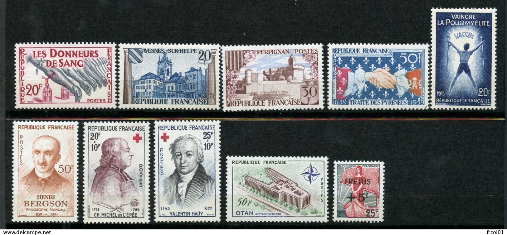 France, Yvert Année Complète 1959** Luxe, 1189/1229, 41 Timbres , MNH - 1950-1959