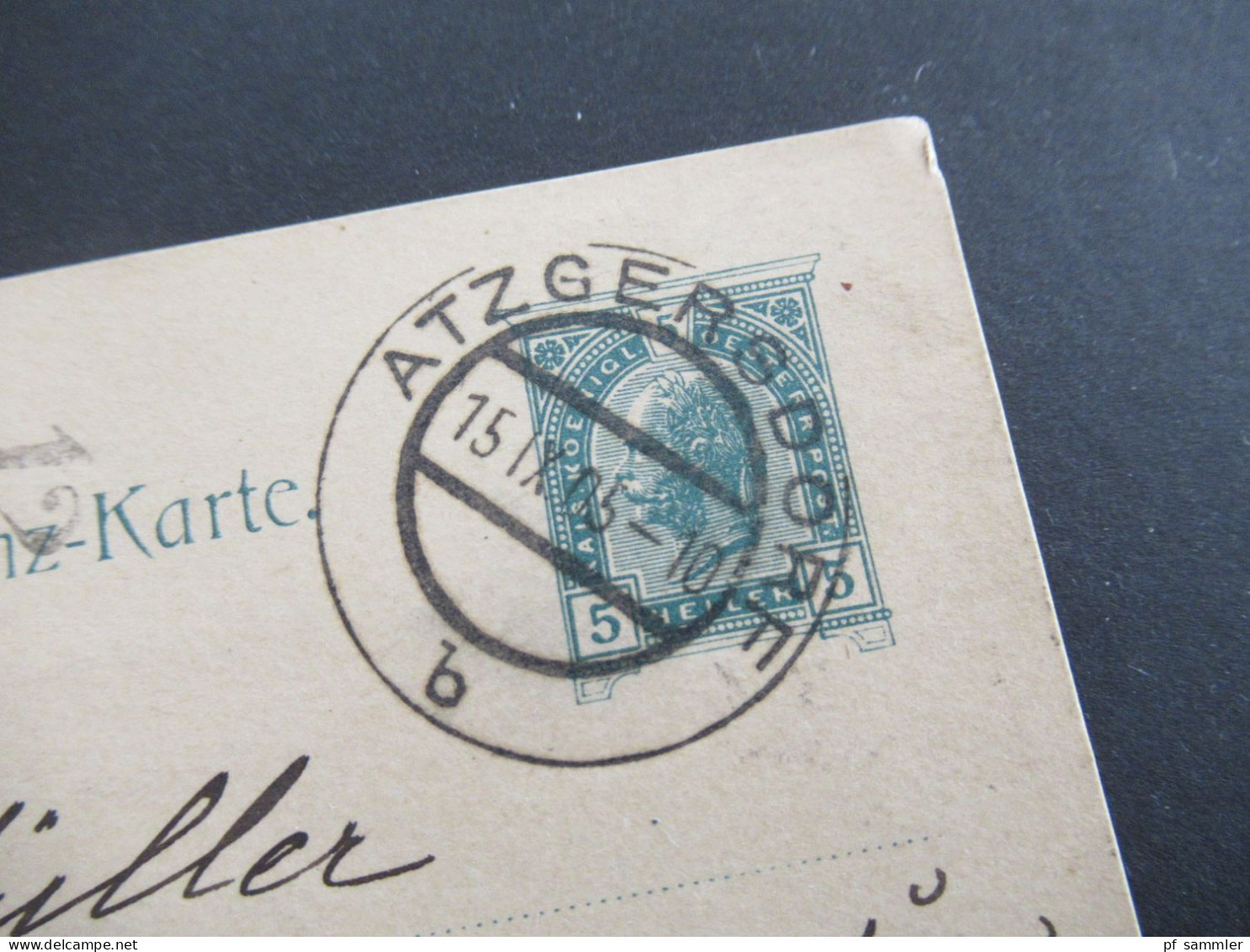 1905 Österreich Ganzsache 5 Heller Stempel Atzgersdorf An Die Königlich Württ. Militär Intendantur In Stuttgart - Cartes Postales