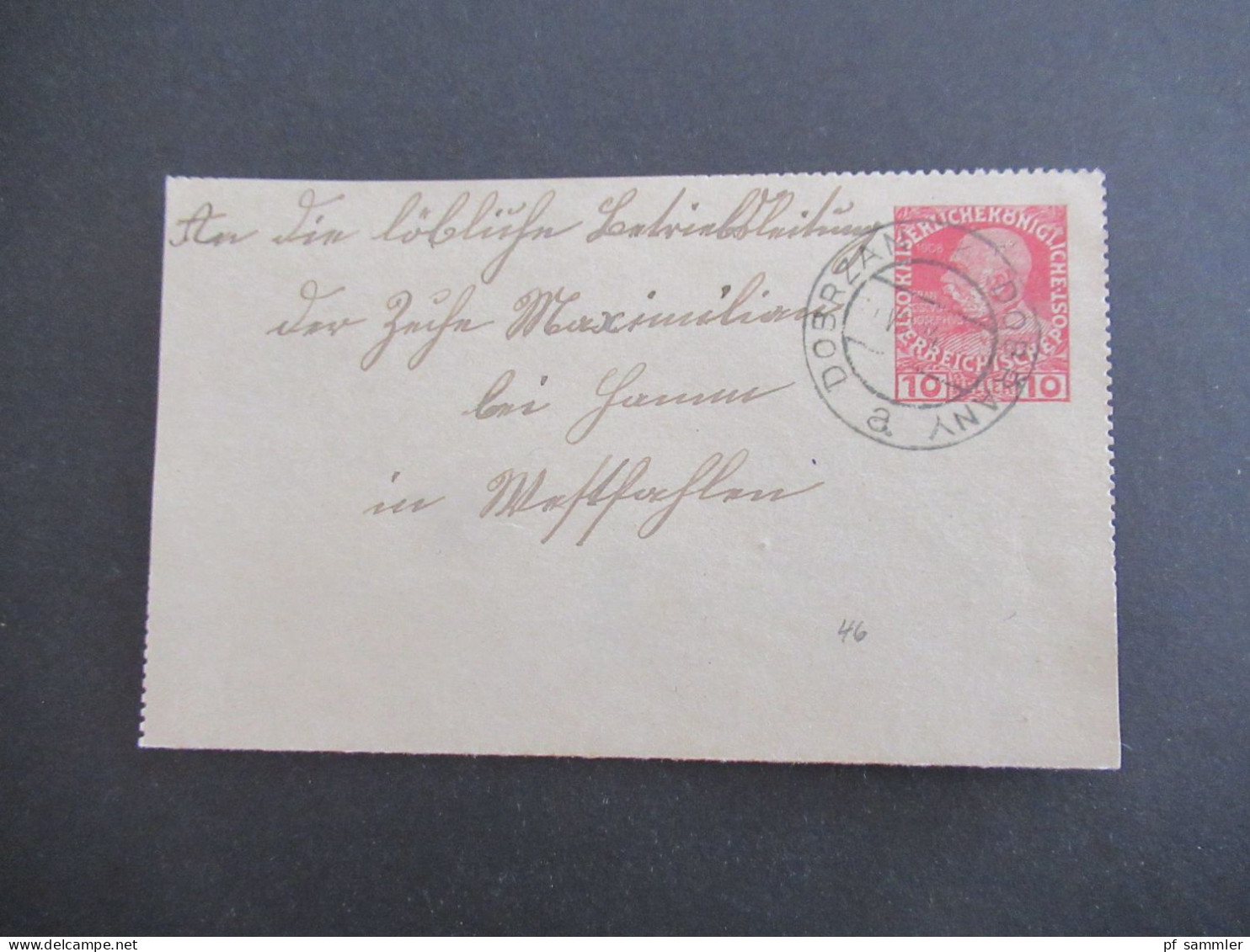 1914 Österreich / Tschechien Kartenbrief 10 Heller Stempel Dobrzan Dobrany Nach Hamm In Westfalen Gesendet - Letter-Cards