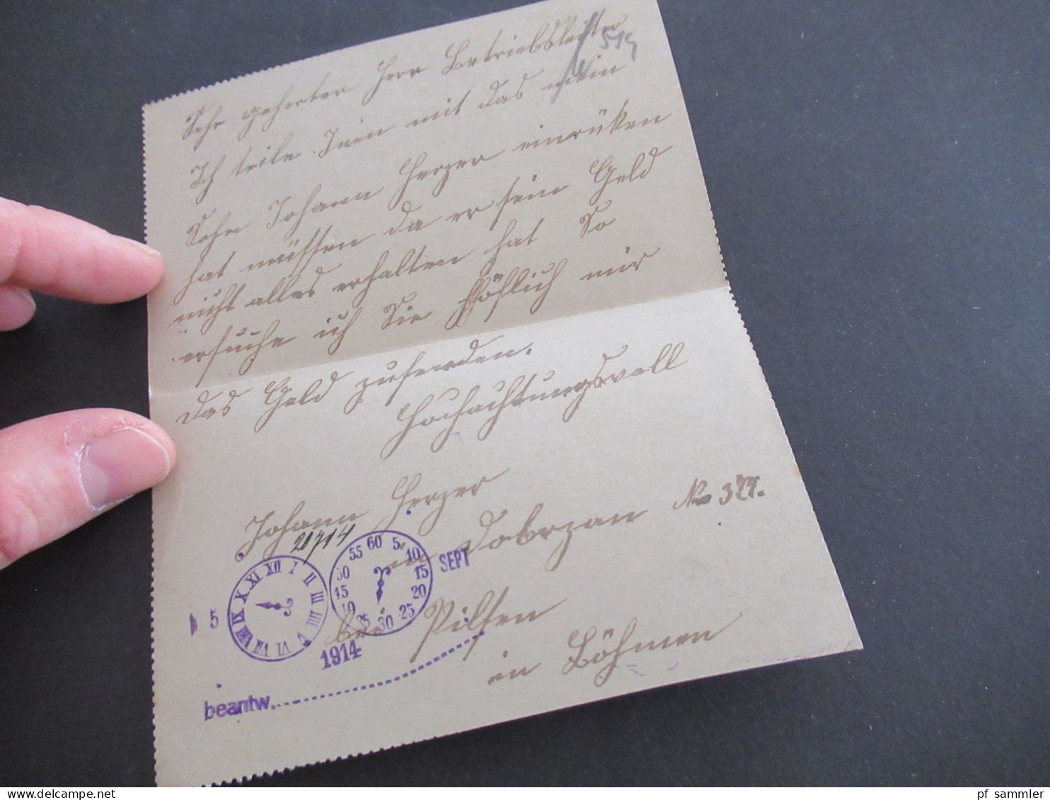 1914 Österreich / Tschechien Kartenbrief 10 Heller Stempel Dobrzan Dobrany Nach Hamm In Westfalen Gesendet - Letter-Cards